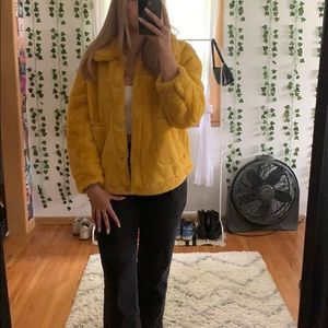 Urban republic yellow faux fur coat